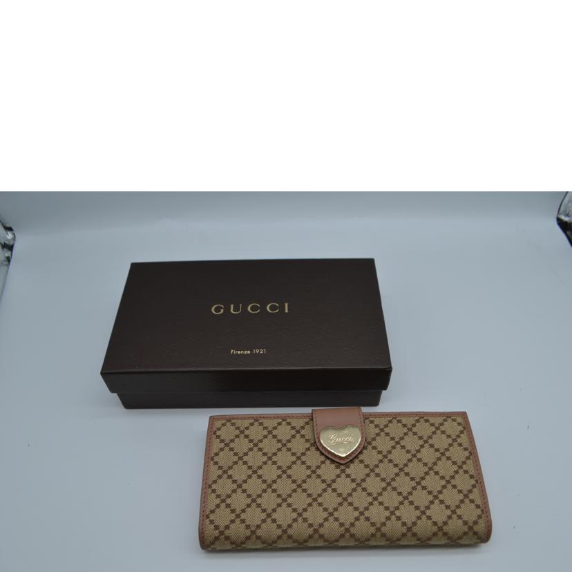 GUCCI グッチ/ディアマンテキャンバスハートレザー長財布/203550//095*/ABランク/89