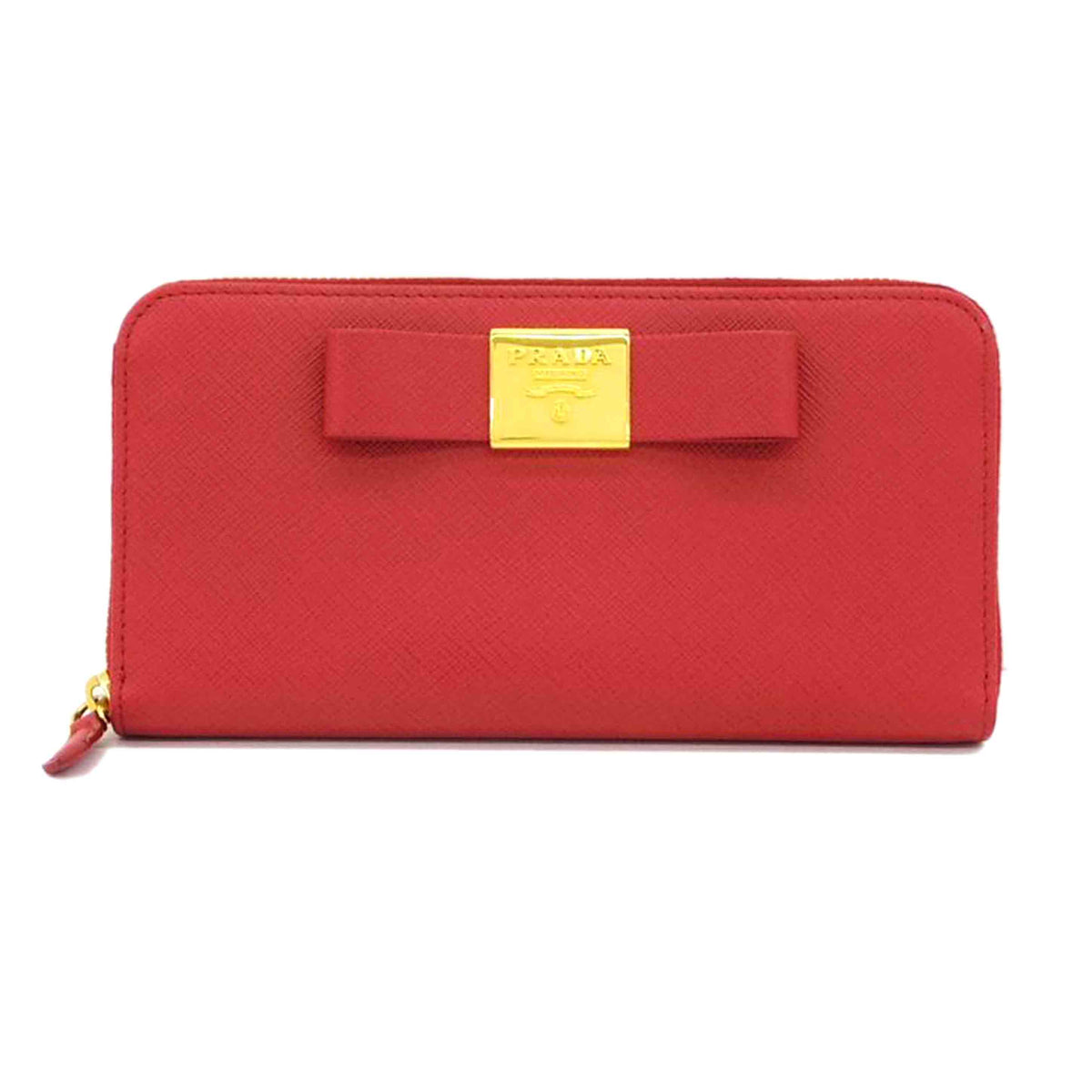 PRADA プラダ/PRADA/サフィアーノリボンラウンド長財布/赤//ABランク/75