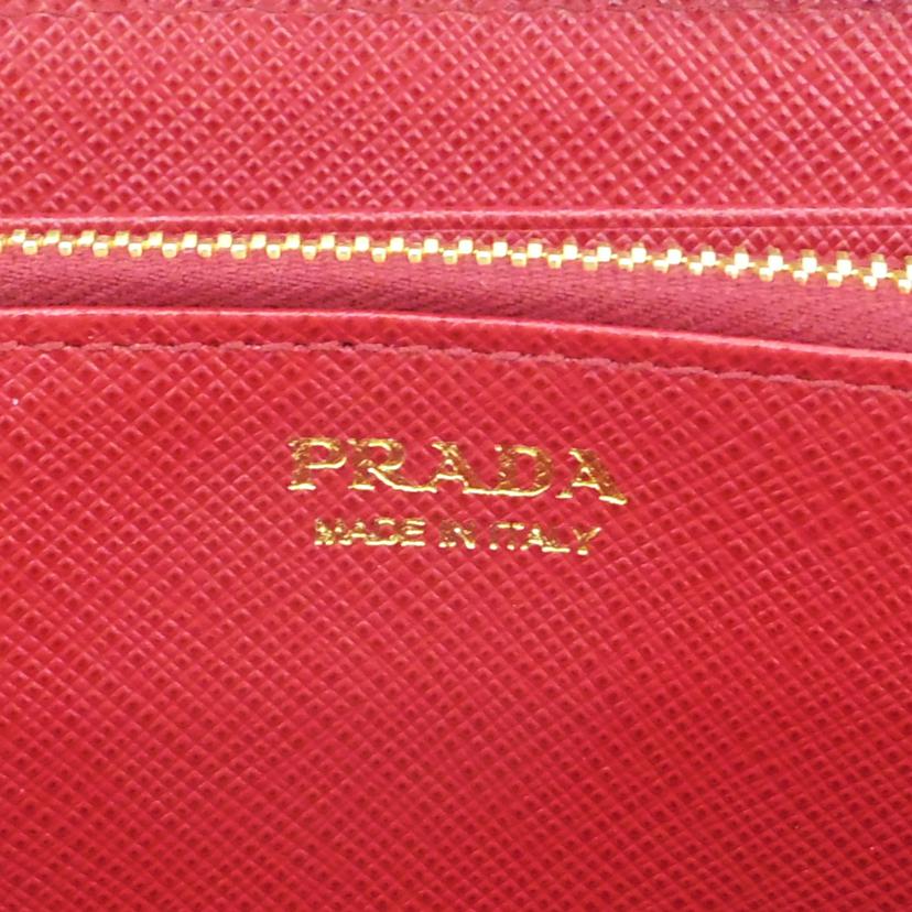 PRADA プラダ/PRADA/サフィアーノリボンラウンド長財布/赤//ABランク/75
