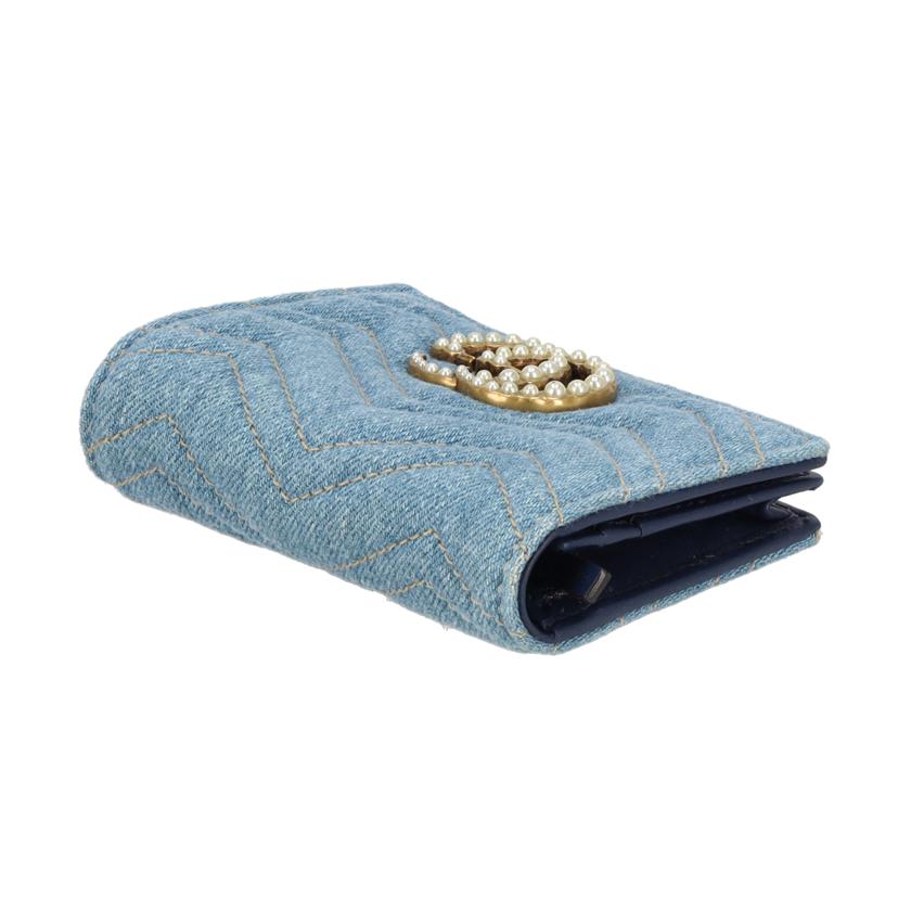 GUCCI グッチ/GGマーモント／キルティングデニムフェイクパールウォレット/466492//525***/ABランク/91