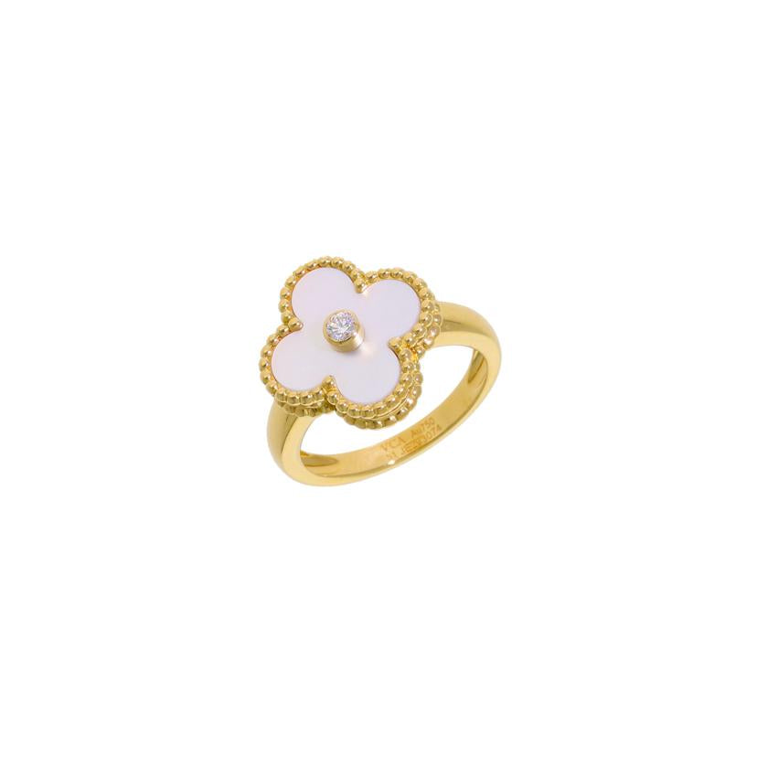 Van Cleef＆Arpels ヴァンクリフアンドアーペル/VCA/750YGヴィンテージアルハンブラマザ－オブパールダイヤリング1PD/＃11 /6.8//JE293074/#51/Aランク/75