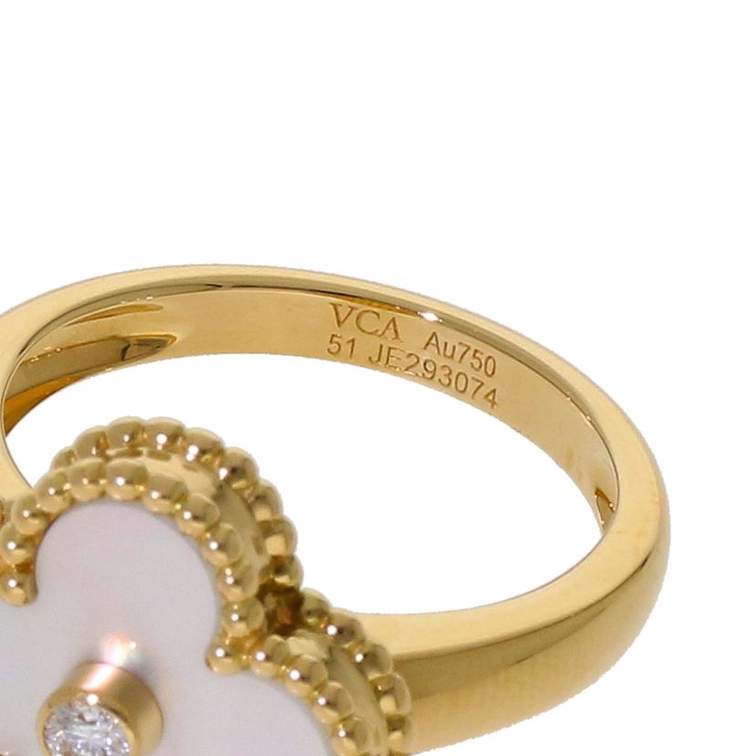Van Cleef＆Arpels ヴァンクリフアンドアーペル/VCA/750YGヴィンテージアルハンブラマザ－オブパールダイヤリング1PD/＃11 /6.8//JE293074/#51/Aランク/75