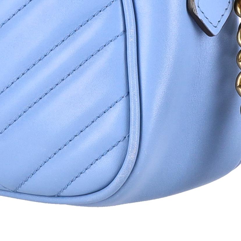 GUCCI グッチ/GGマーモントレザーショルダーバッグ／ブルー/447632//486***/ABランク/91