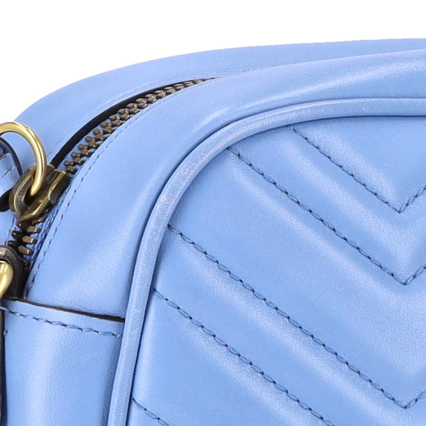 GUCCI グッチ/GGマーモントレザーショルダーバッグ／ブルー/447632//486***/ABランク/91