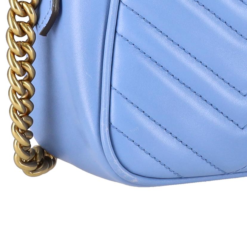 GUCCI グッチ/GGマーモントレザーショルダーバッグ／ブルー/447632//486***/ABランク/91