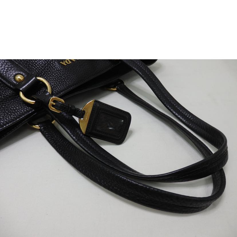 PRADA プラダ/ロゴレザーハンドバッグ／ゴールド金具／黒//208/ABランク/84