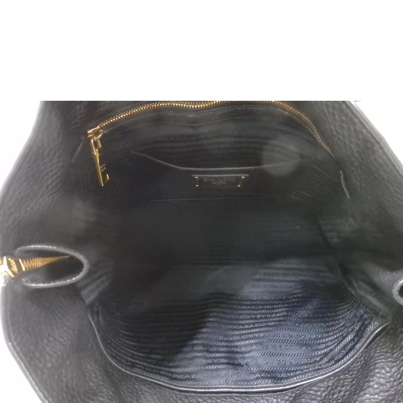 PRADA プラダ/ロゴレザーハンドバッグ／ゴールド金具／黒//208/ABランク/84