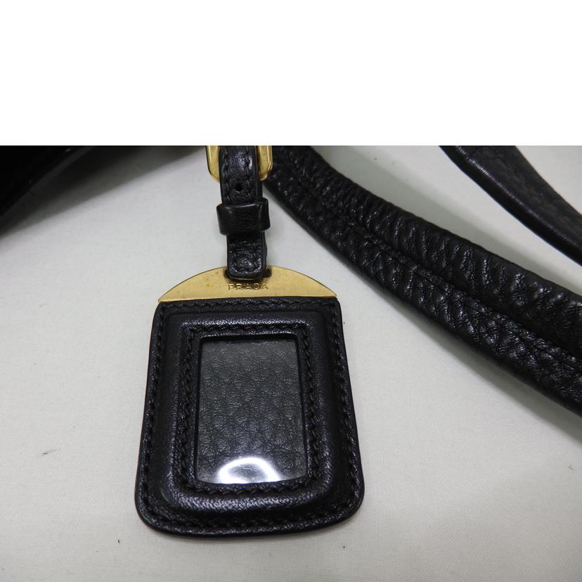 PRADA プラダ/ロゴレザーハンドバッグ／ゴールド金具／黒//208/ABランク/84