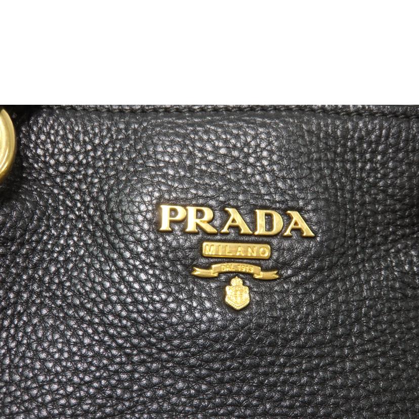 PRADA プラダ/ロゴレザーハンドバッグ／ゴールド金具／黒//208/ABランク/84
