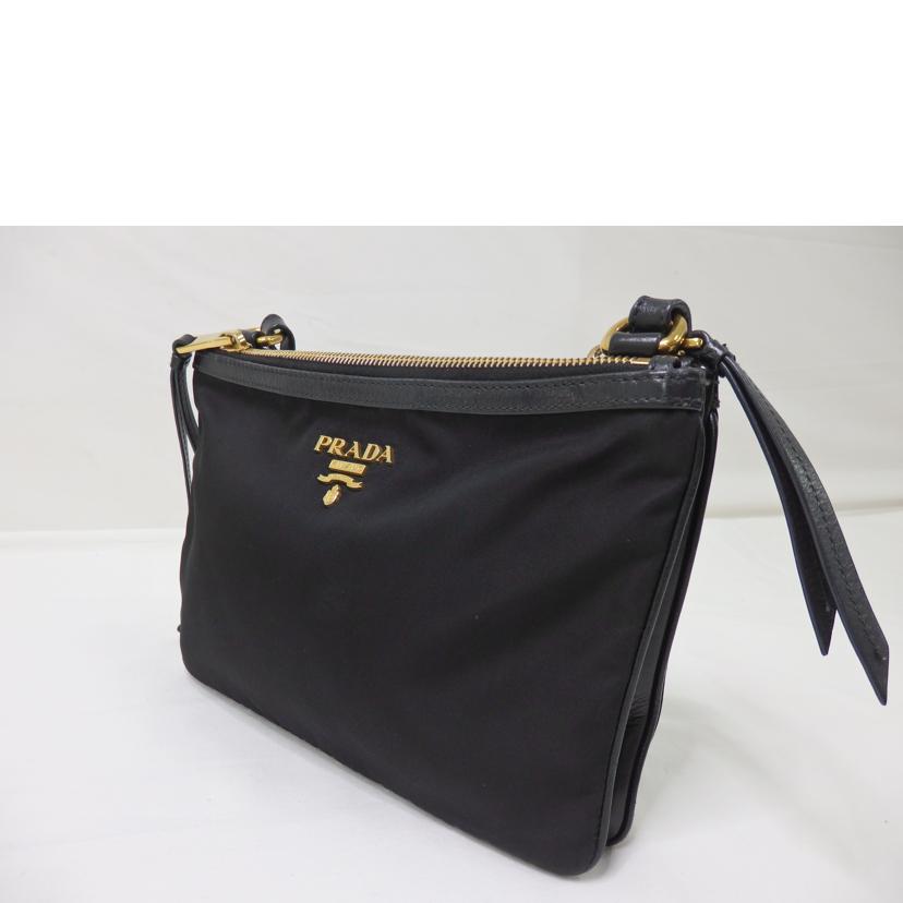PRADA プラダ/ダブルファスナー／ナイロンポシェットショルダーバッグ／黒//204/Bランク/84