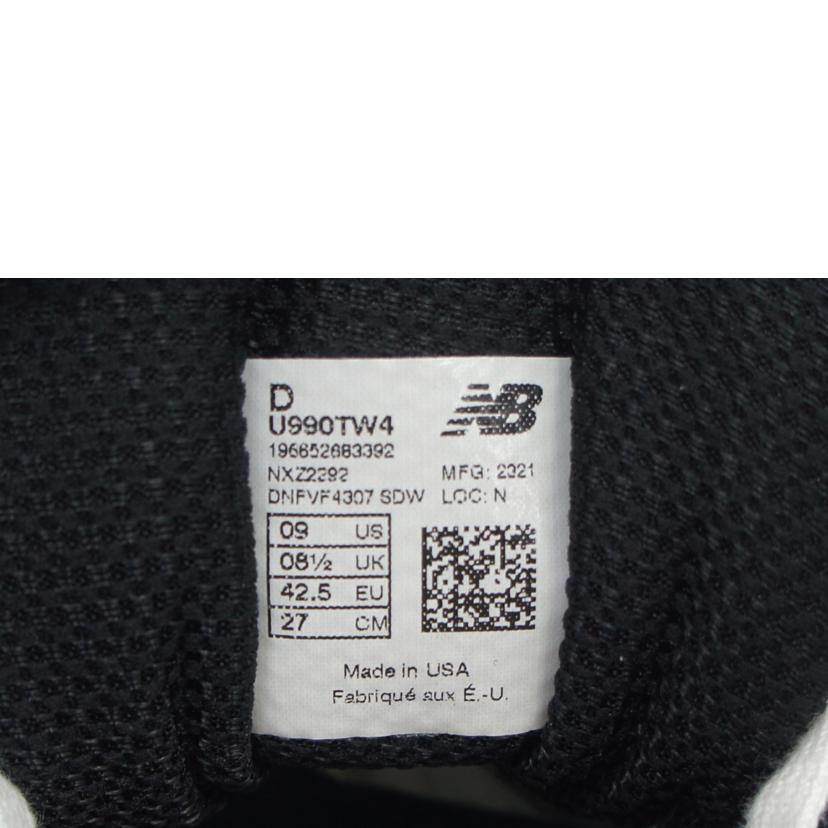 NB ニューバランス/990V4ティール／ホワイト/U990TW4//ｻｲｽﾞ:27cm/Aランク/75