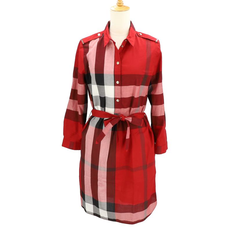 BURBERRY バーバリー/チェック柄ワンピース/レッド系/サイズXS－S/4034875//Aランク/40