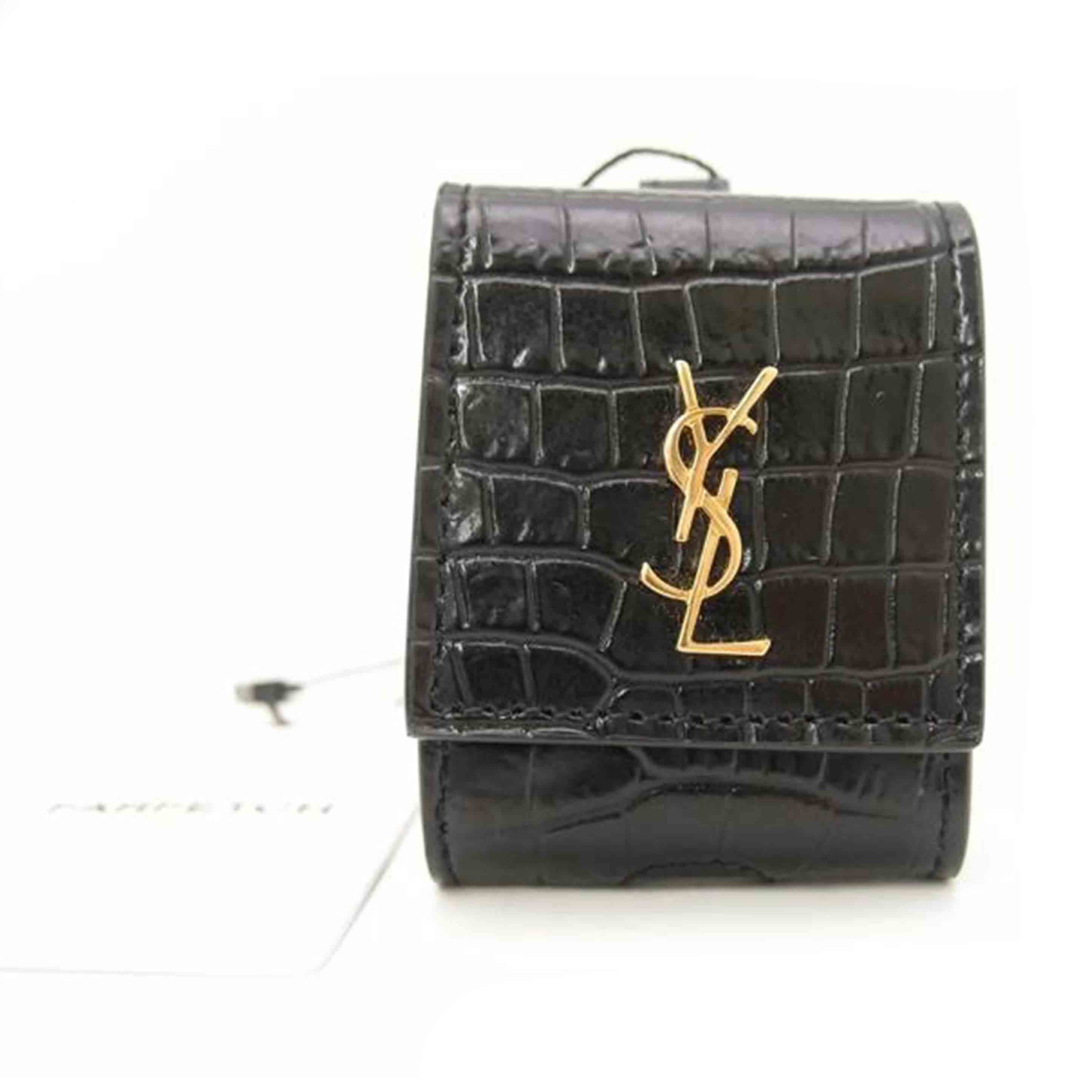 SAINT　LAURENT サンローラン/クロコ調AirPodsケース／ブラック//Sランク/69
