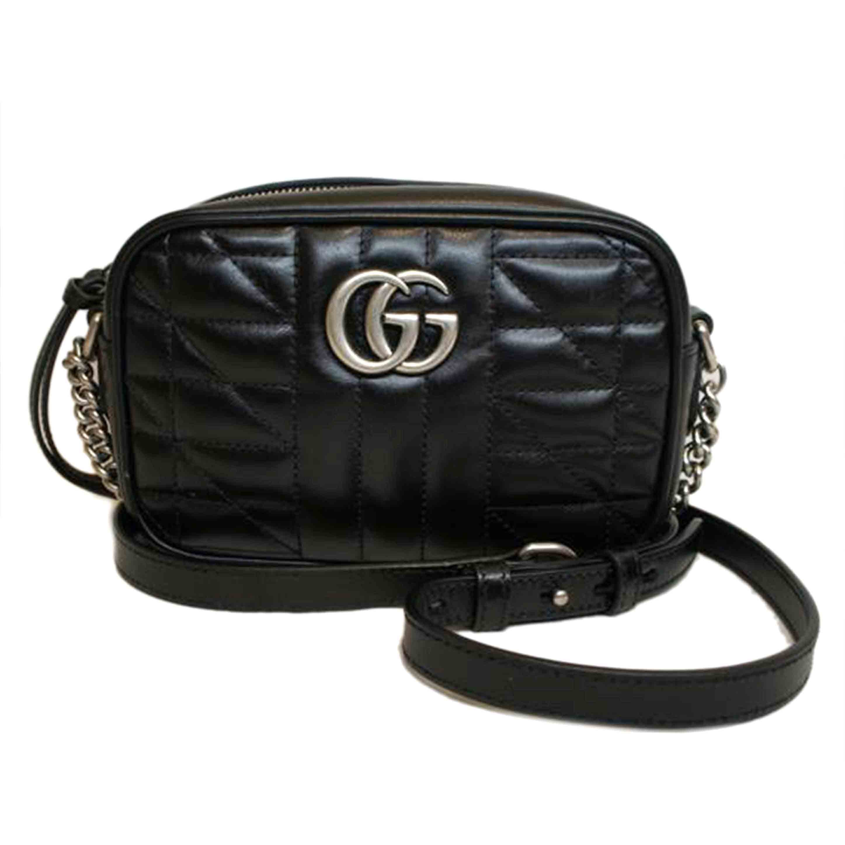 GUCCI グッチ/GGマーモントキルティングレザーショルダーブラック/634936//498***/SAランク/92