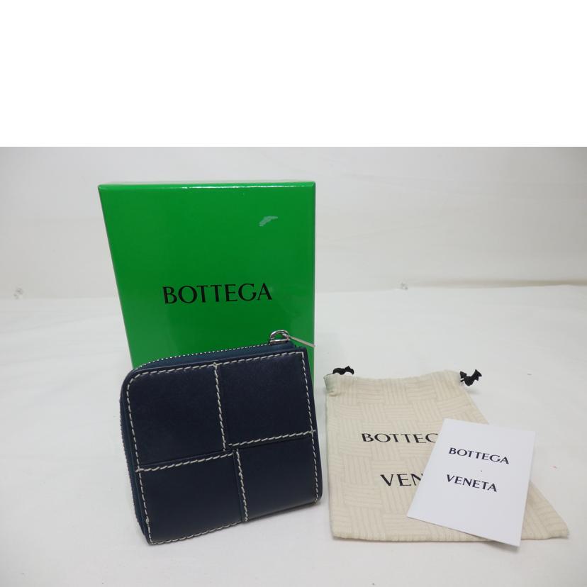 BOTTEGA　VENETA ボッテガヴェネタ/カセットスクエア／コンパクトジップアラウンドウォレット／ディープブルー／ナチュラル/765782V39K23330//A00*******/SAランク/84