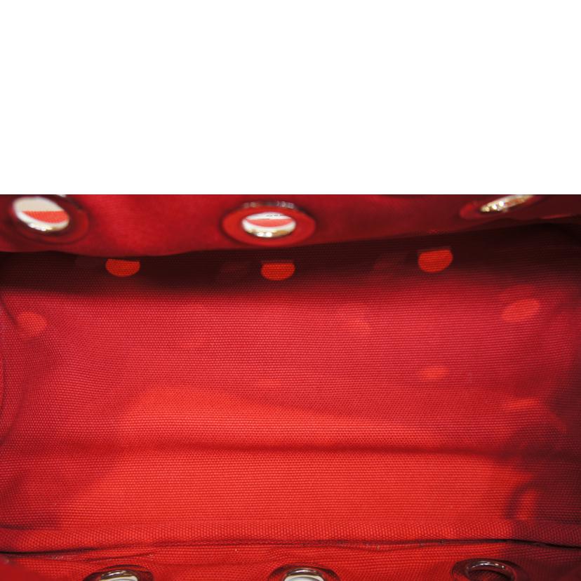 PRADA プラダ/カナパ2WAY／ポーチ付／グロメットキャンバス／パンチングスタッズ／レッド/1BA439//14/*/Aランク/92