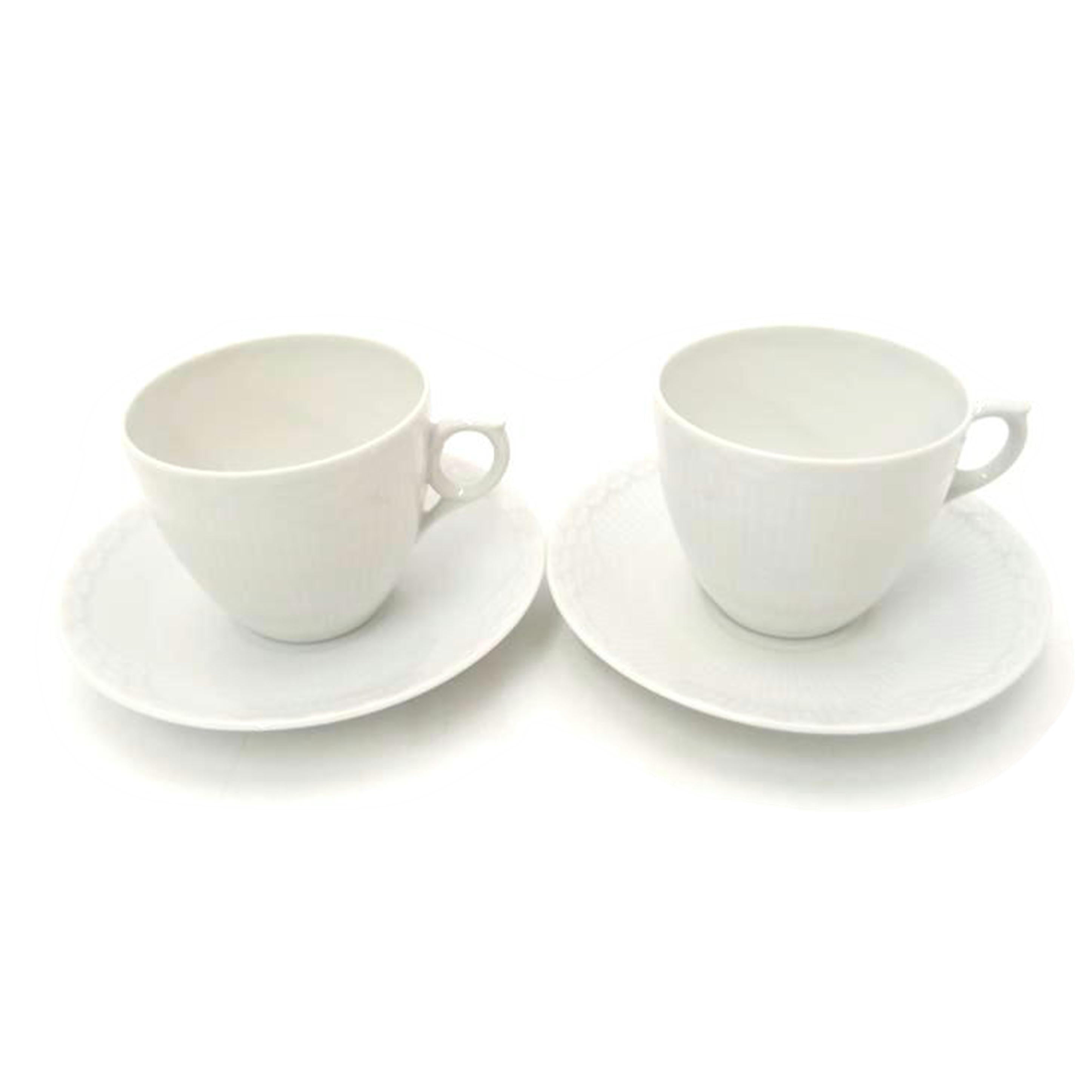 ROYAL　COPENHAGEN ロイヤルコペンハーゲン/ホワイトフルーテッド　ハーフレース　カップ＆ソーサー2客セット//SAランク/69