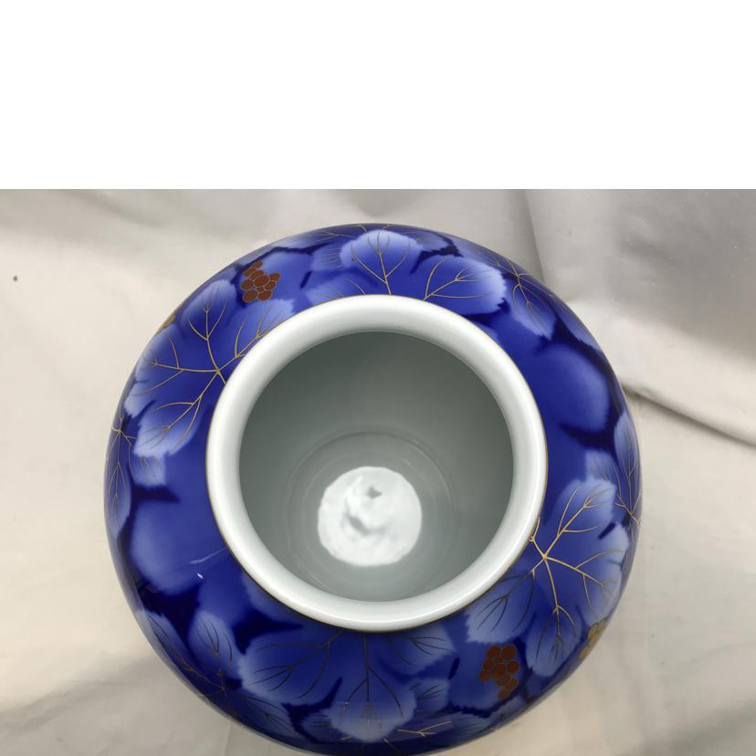 FUKAGAWASEIJI 深川製磁/呉須葡萄　F型9号花生//ABランク/51