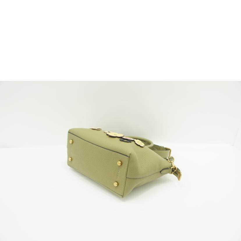 COACH ｺｰﾁ/サッチェルハンドフラワーアップリケ／グリーン/CE741//J23**/Aランク/75