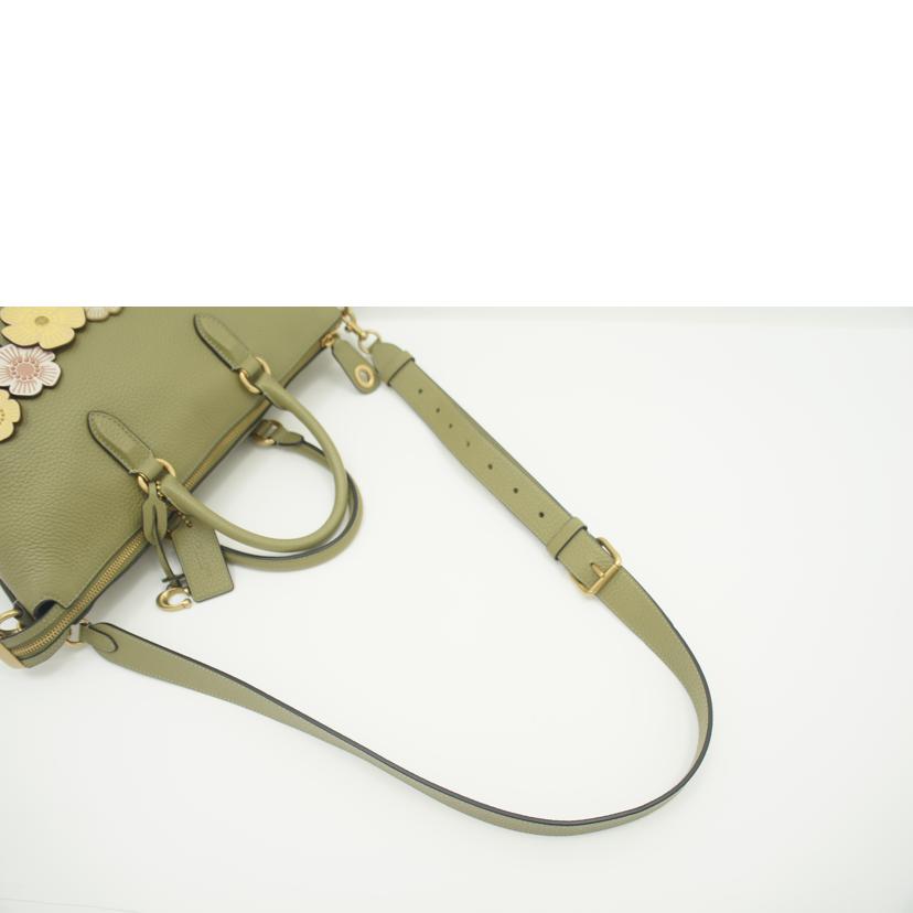 COACH ｺｰﾁ/サッチェルハンドフラワーアップリケ／グリーン/CE741//J23**/Aランク/75