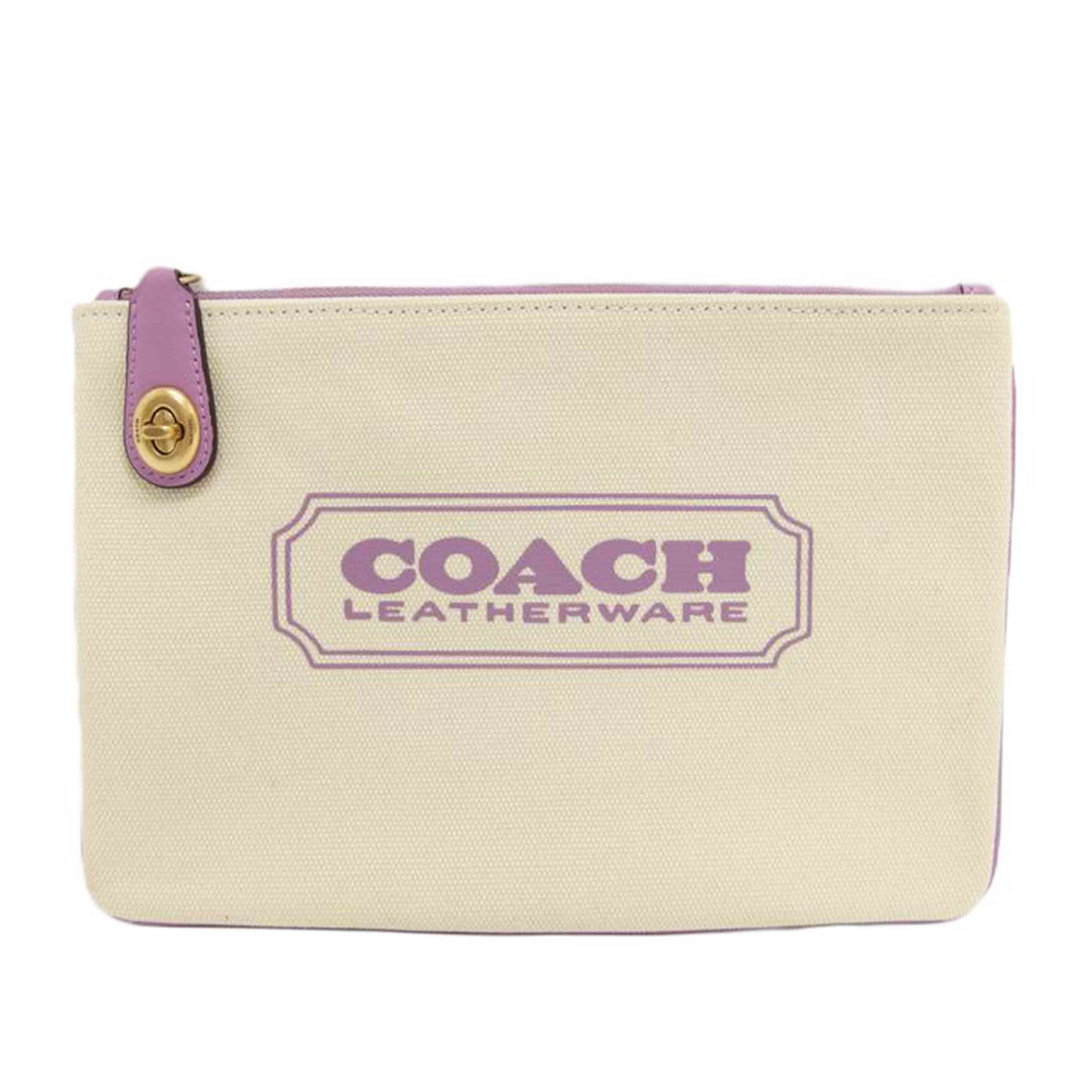 COACH コーチ/キャンバスクラッチバッグ／アイボリー×パープル/CD699G//E22**/ABランク/04