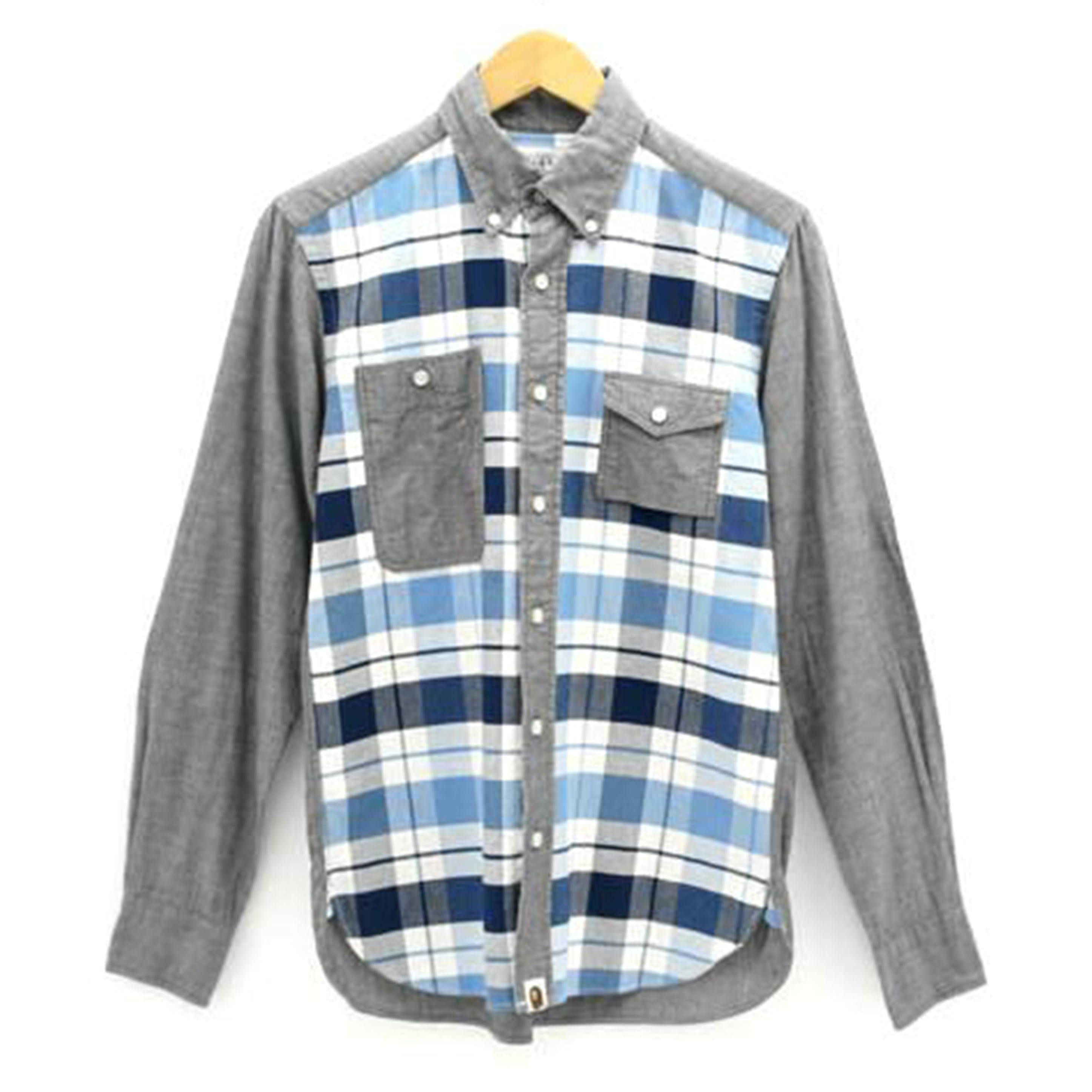 A BATHING APE アベイシングエイプ チェック柄 フランネル長袖シャツ グレー A BATHING APE アベイシングエイプ/メンズファッション｜WonderREX