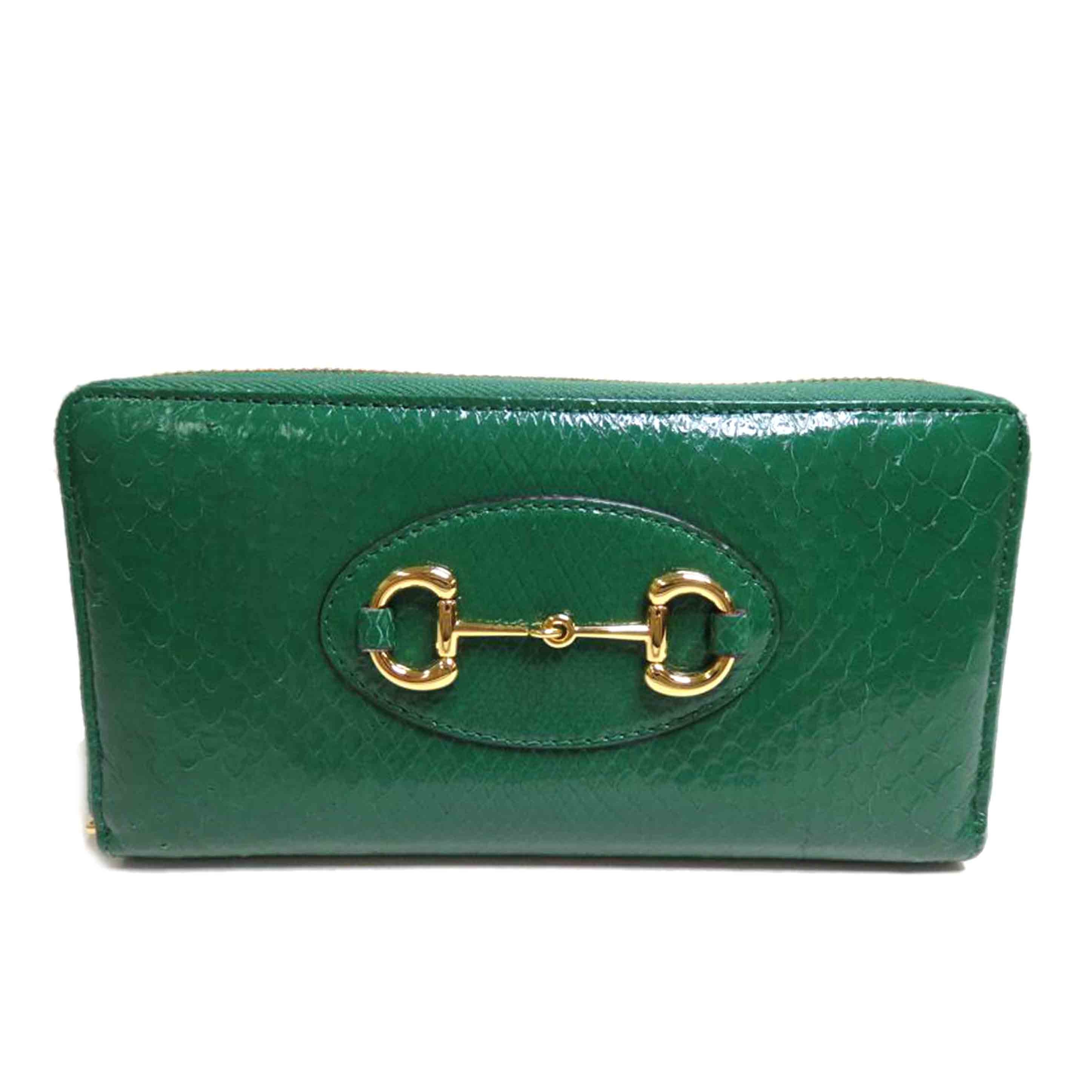 GUCCI グッチ/ホースビット／パイソン／ジップアラウンドウォレット／緑/621889//041*/Aランク/84
