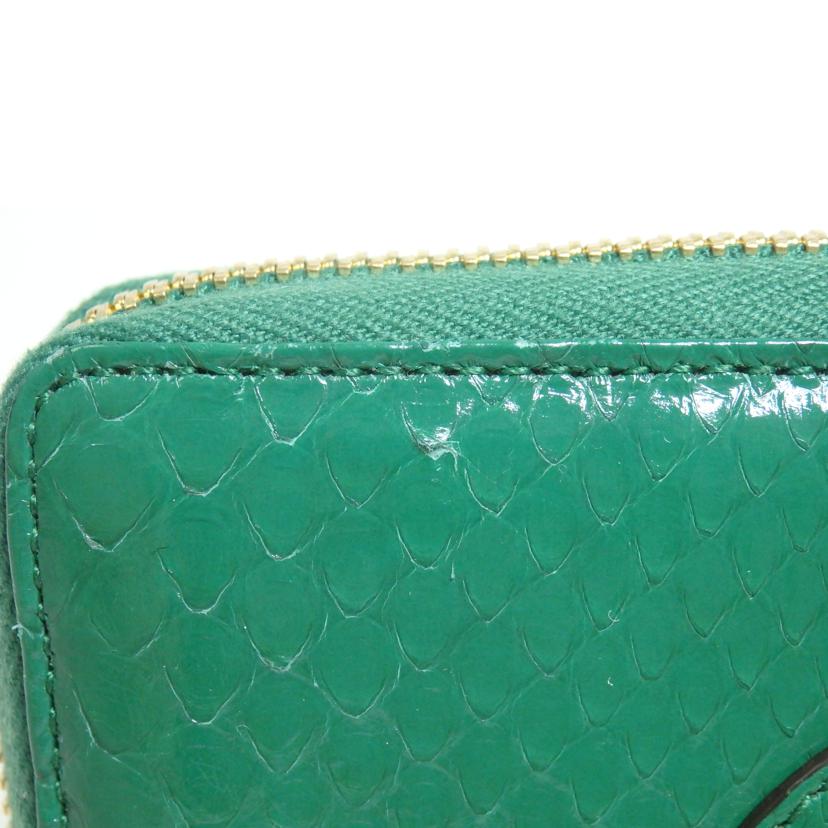GUCCI グッチ/ホースビット／パイソン／ジップアラウンドウォレット／緑/621889//041*/Aランク/84