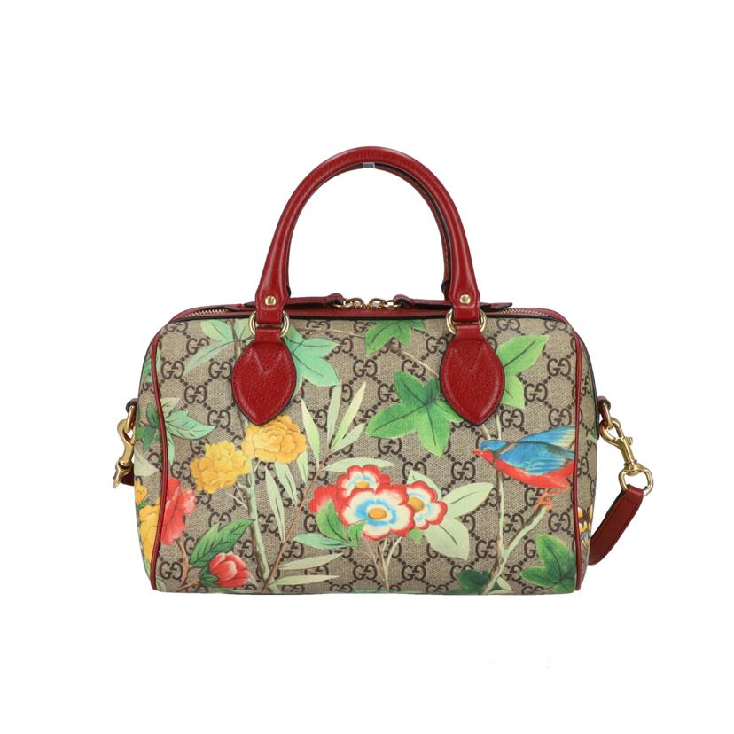 GUCCI カバン グッチボストンバッグ GGスプリーム ベージュ/パープル/赤 ユニ