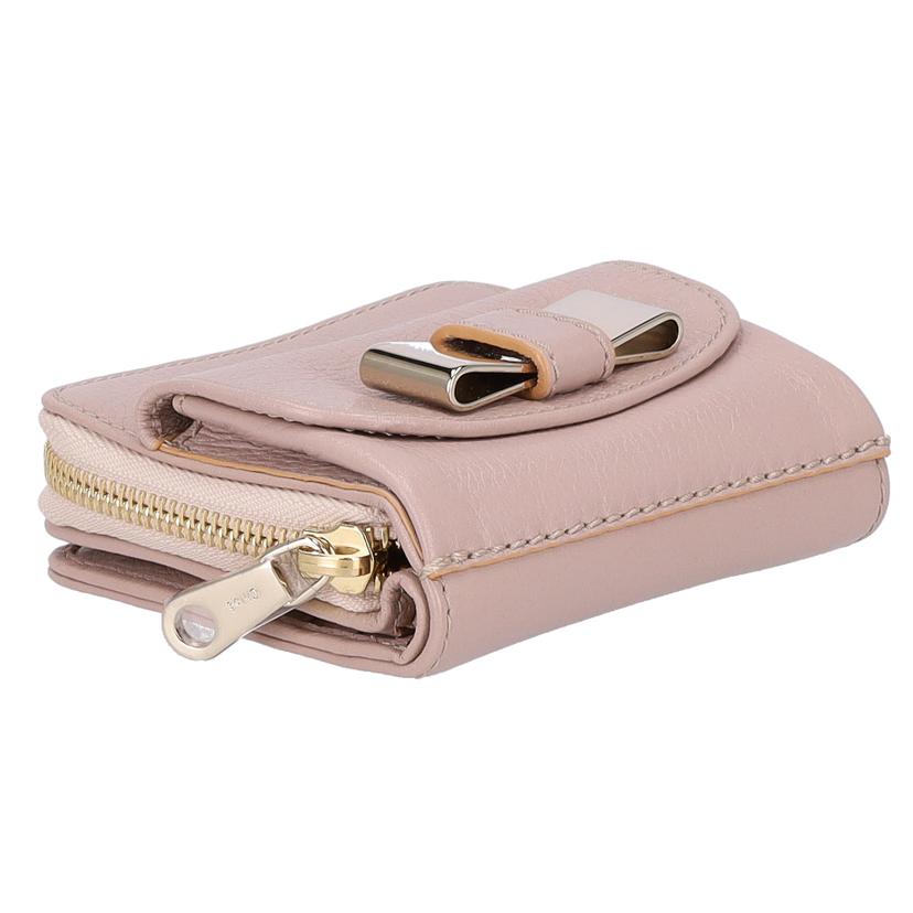 Chloe ｸﾛｴ/リボンモチーフ／レザー／2つ折り財布/3P0503-015//Bランク/78