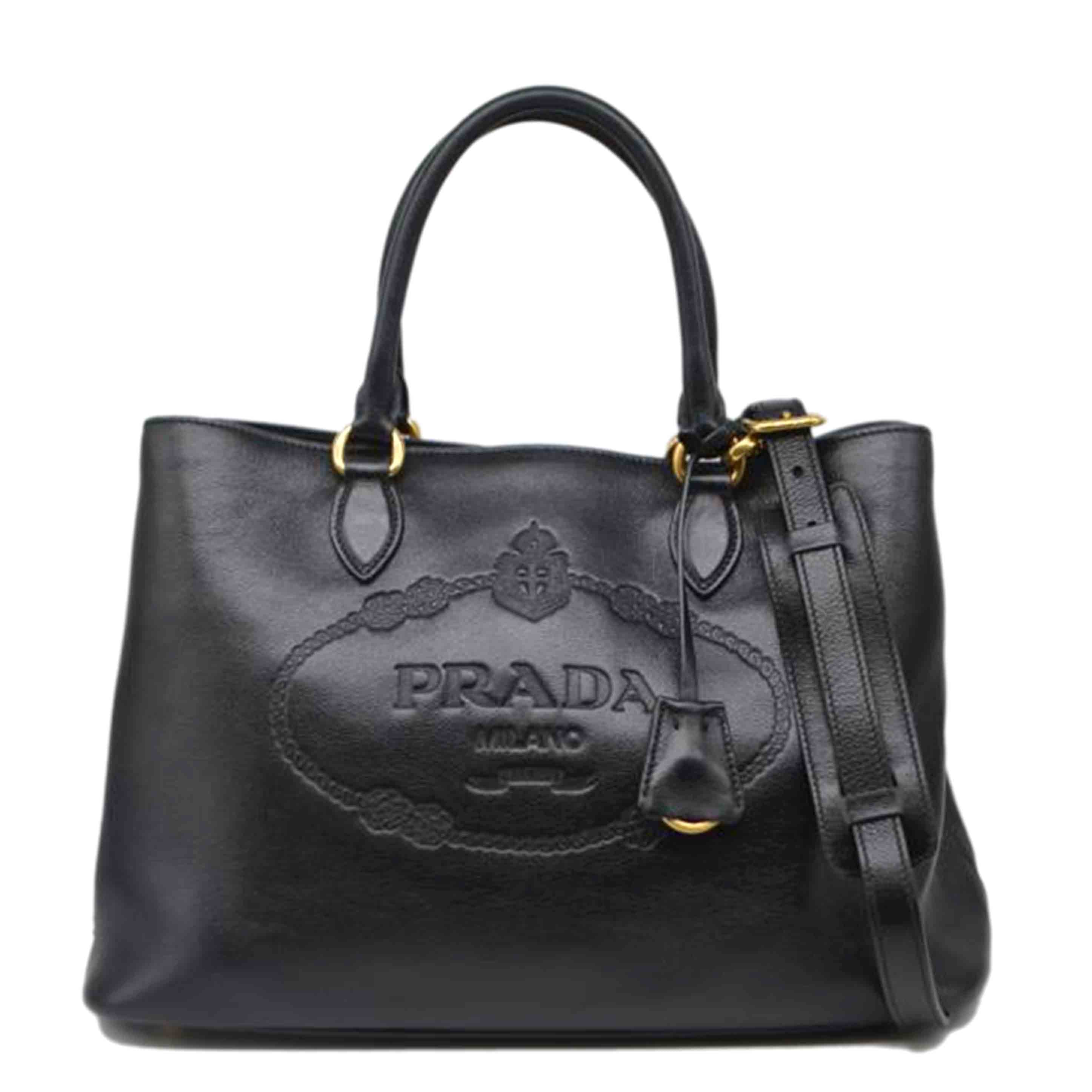 PRADA プラダ/シティグレースカーフ2wayレザーハンド／ネロ/1BA579//204/Aランク/89