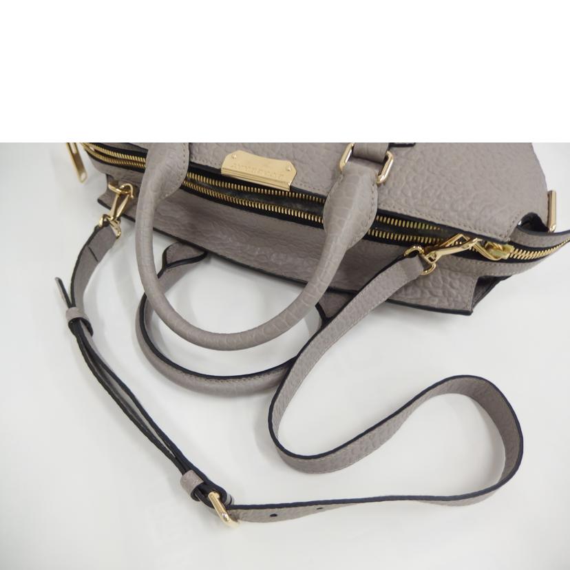 BURBERRY ﾊﾞｰﾊﾞﾘｰ/レザー2wayハンド／グレー//Bランク/82