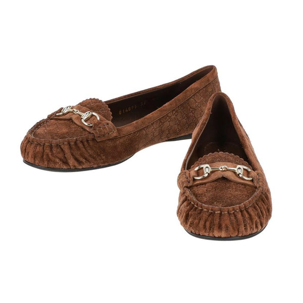 37　GUCCI　グッチ　スエード　茶　GGロゴ　靴底に擦れ無し 37 GUCCI グッチ スエード 茶 GGロゴ 靴底に擦れ無し