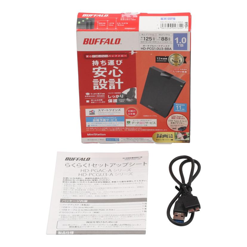 BUFFALO バッファロー /ポータブルHDD 1TB/HD-PCG1.0U3-BBA//40476450221612/ABランク/75