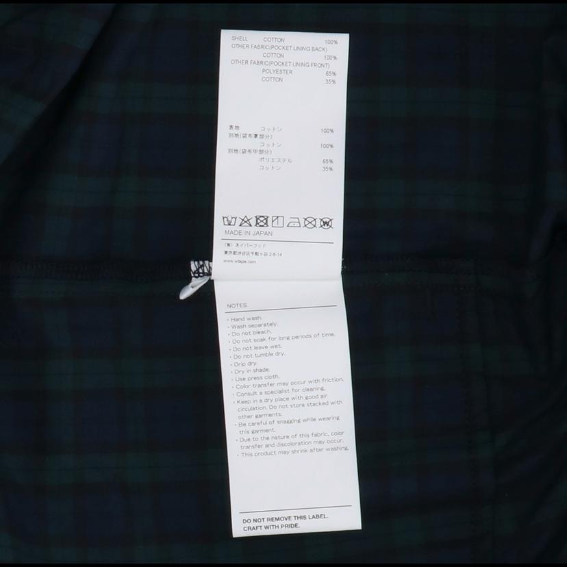 WTAPS ダブルタップス/ブラックウォッチ柄ブロードシャツ／／グリーンxネイビー／入手困難／レア/251TQDT-SHM02//ABランク/24