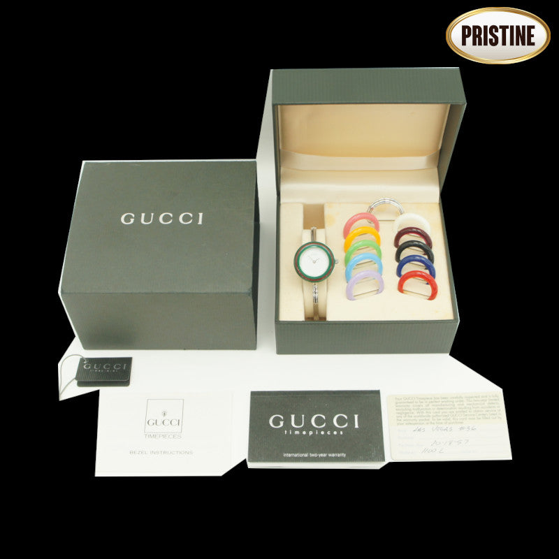 GUCCI グッチ/P／チェンジベゼルウォッチ・シルバー／レディース／クオーツ/11/12.2L//195****/SAランク/92