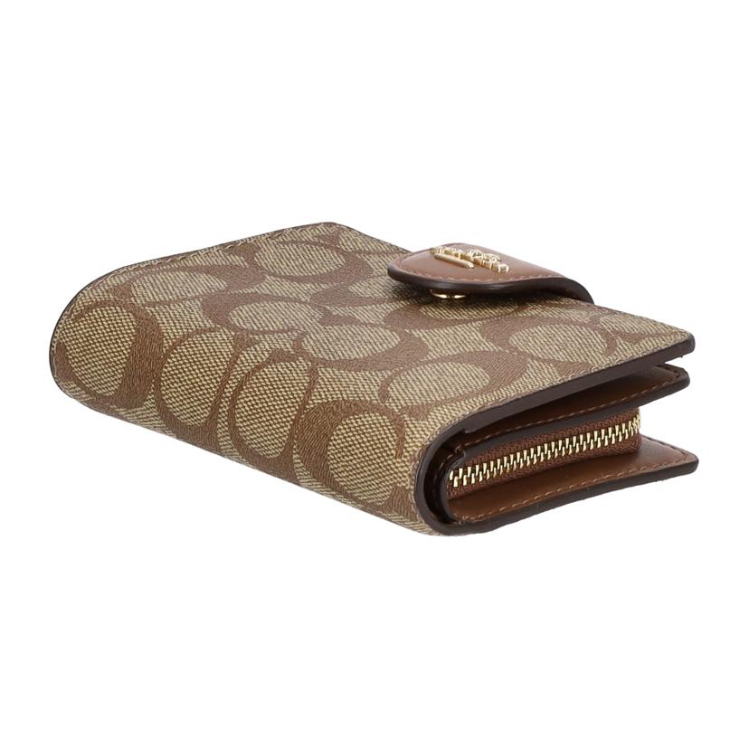 COACH コーチ/シグネチャーミディアムコーナージップウォレット／カーキ×サドル2/C0082//K23**/SAランク/77