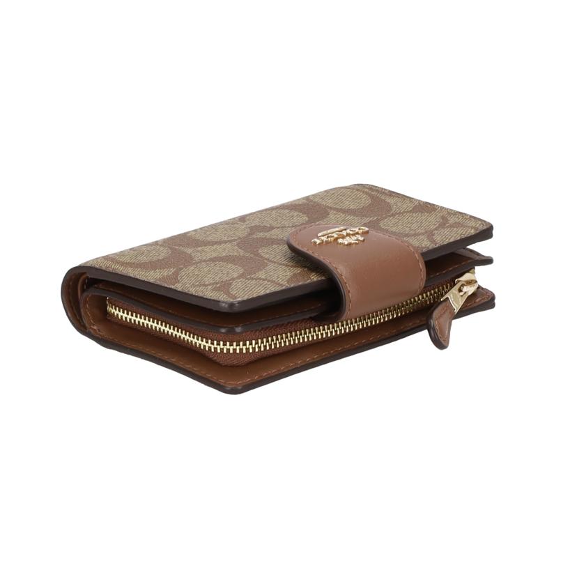 COACH コーチ/シグネチャーミディアムコーナージップウォレット／カーキ×サドル2/C0082//K23**/SAランク/77