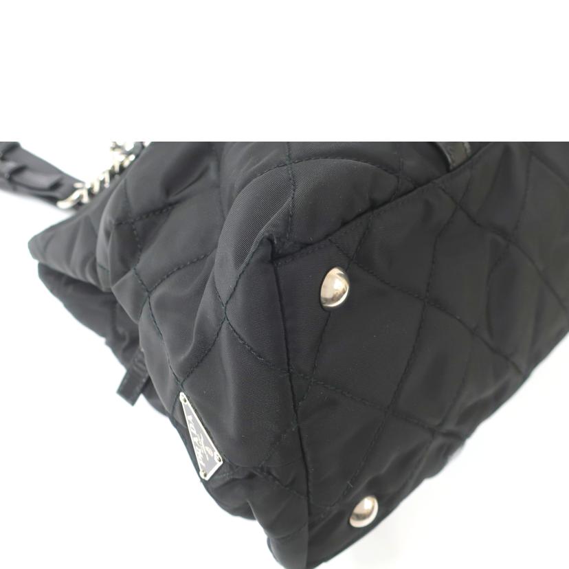 PRADA プラダ/ナイロン　キルティングチェーンショルダーバッグ　ブラック//ABランク/65