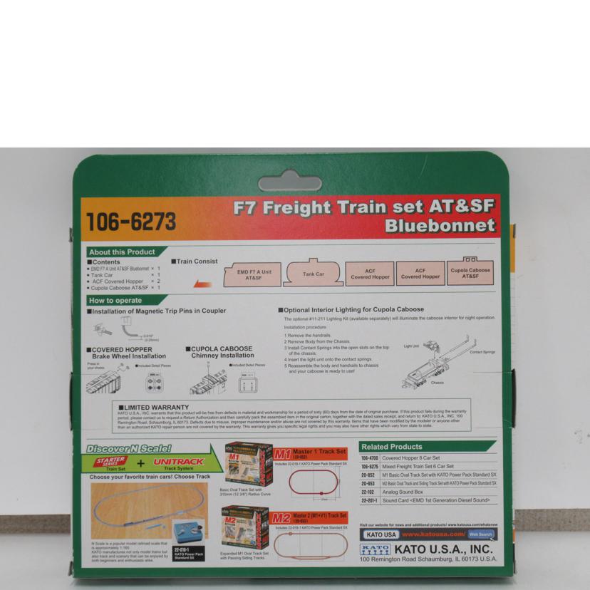 KATO/Nゲージ／F7貨物列車セット　AT＆SFブルーボンネット/106-6273//SAランク/63