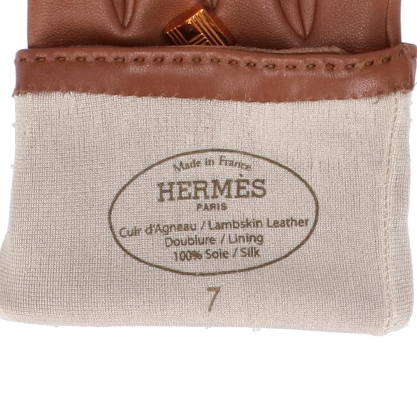 HERMES／25 エルメス/◇ケリーグローブ／ラム／ブラウン//ABランク/75