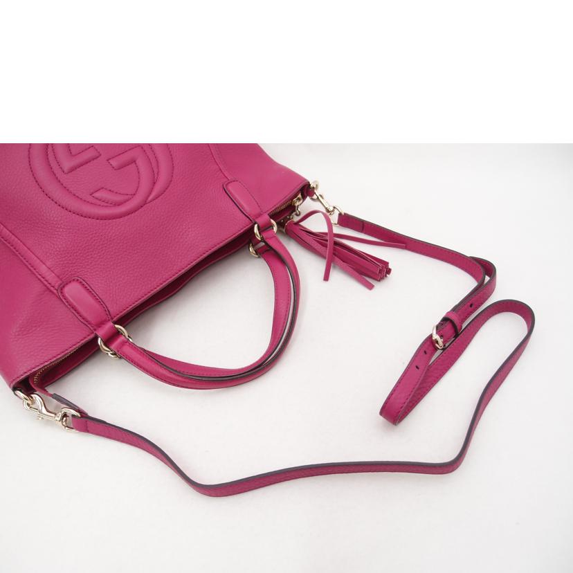 ＧＵＣＣＩ グッチ　ハンドバッグ　トートバッグ　ショルダーバッグ　フリンジ　斜め掛け　肩掛け　レディース　ゴールド金具/インターロッキングＧソーホー２ｗａｙトート／ピンク/369176//495***/ABランク/69