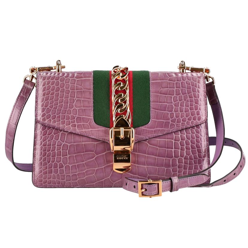 GUCCI　 グッチ/シルヴィクロコダイルシェリーラインショルダー　/524405//000***/SAランク/75