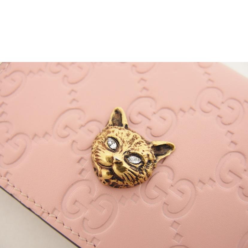 GUCCI グッチ/グッチシマレザー／リネアキャット／フラップウォレット/548057//095*/Aランク/04