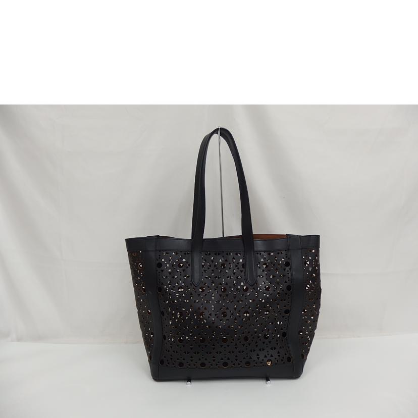 Max Mara マックスマーラー/Max Mara パンチング加工レザートートバック/ブラック//ABランク/82