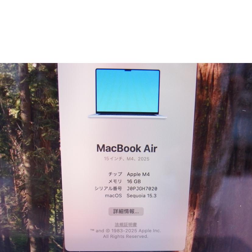Apple アップル/MacBookAir／15インチ／256GB／16GB/MC7A4J/A(A3241)//J0PJGH7020/Aランク/04