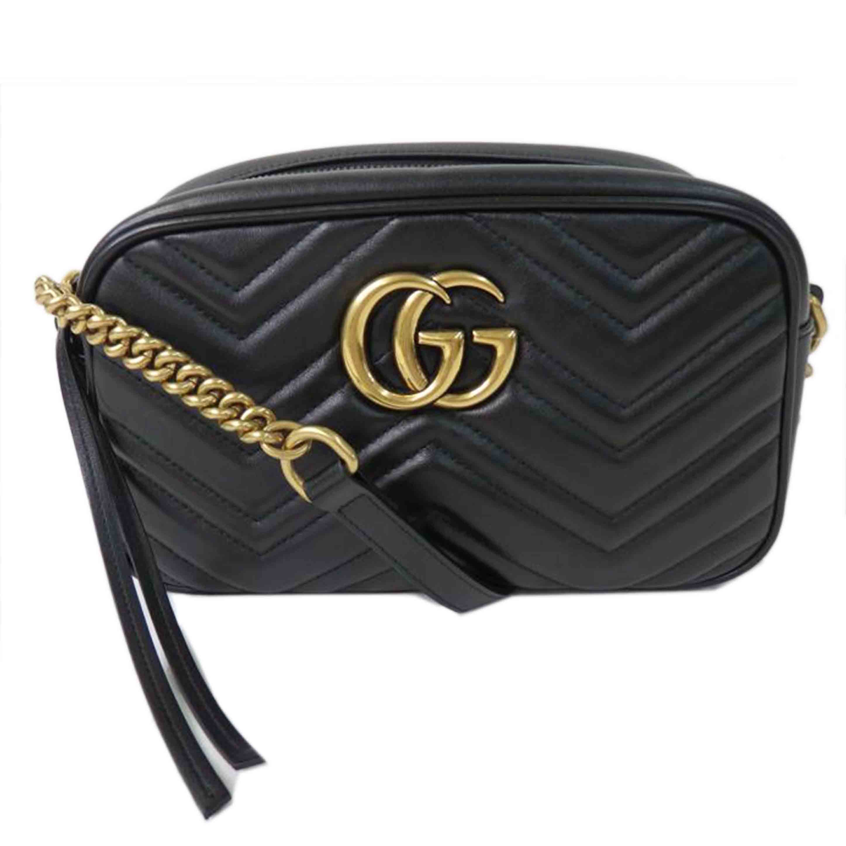 GUCCI グッチ/GGマーモント／キルティング／ショルダーバッグ／黒/447632//520***/Aランク/84
