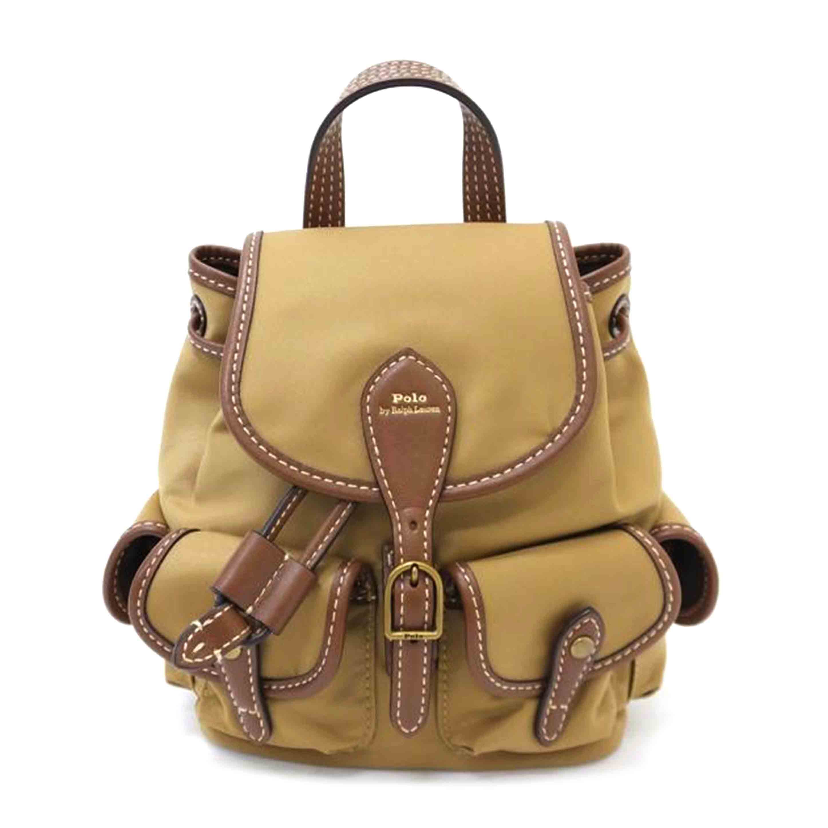 POLO　RALPH　LAUREN ポロ　ラルフローレン/レザートリムツイル　バックパック/Bellport//Aランク/88