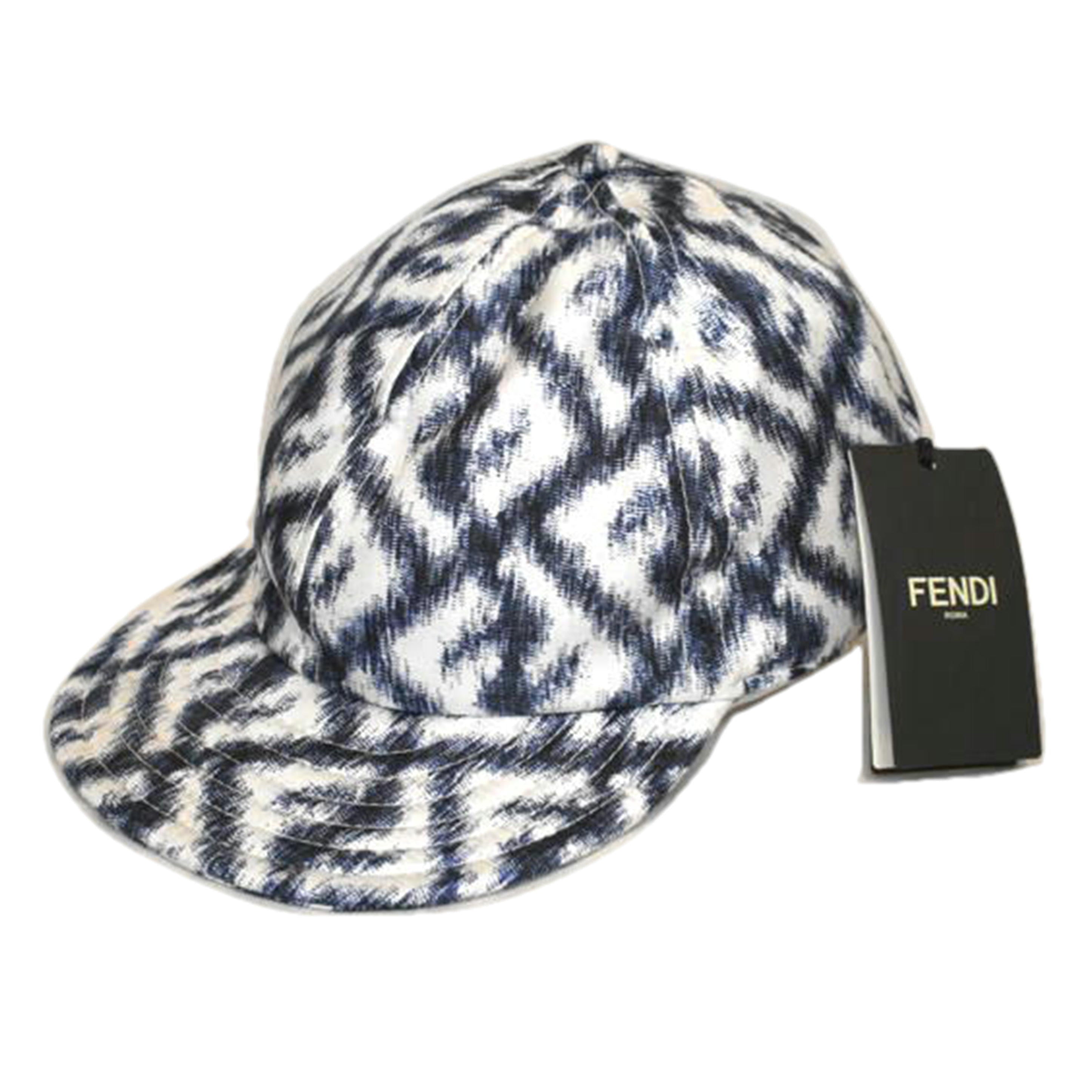 FENDI フェンディ/シルク100％レオパードズッカFFキャップ//SAランク/92