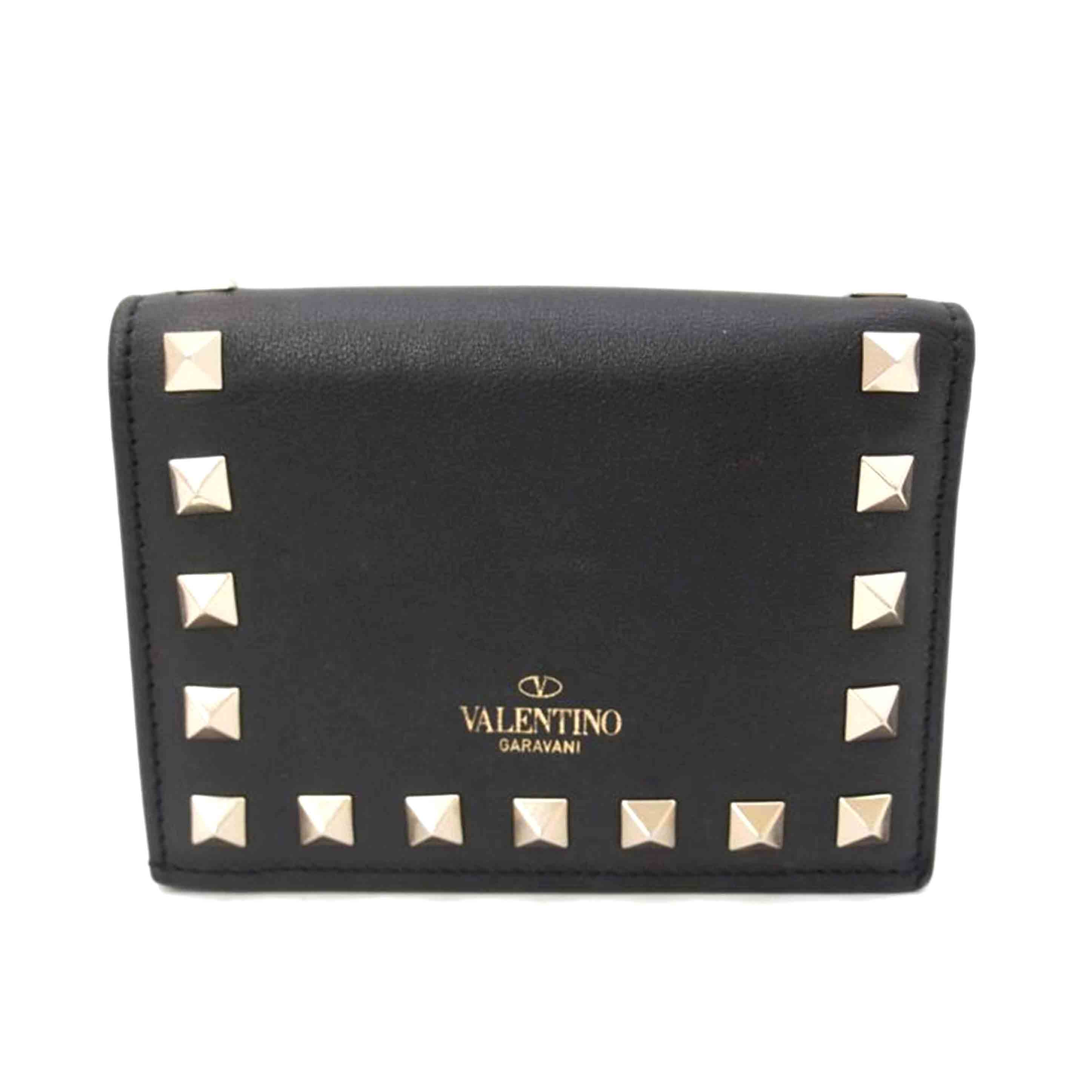 VALENTINO　 ヴァレンティノ ガラヴァーニ/ロックスタッズコンパクトウオレット／ブラック/QW0P0P39BOL//Aランク/69